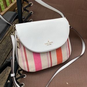 Authentic Kate spade leather/canvas flap crossbody